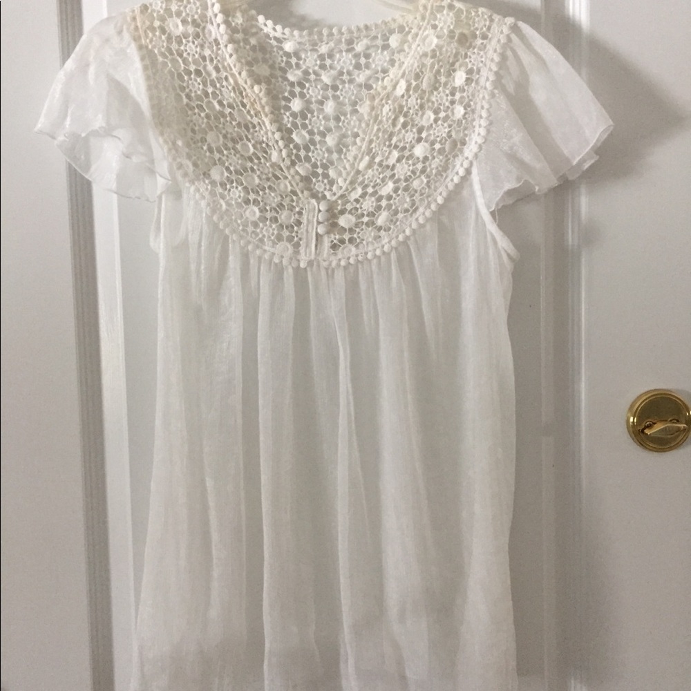 Ladies Sheer white lace blouse